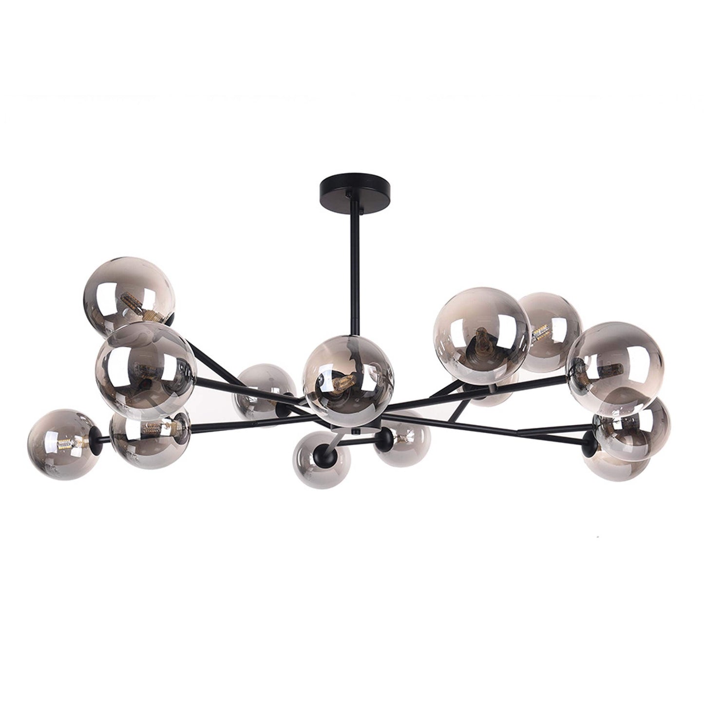 Grand lustre sphérique moderne à bulles de verre, noir ou doré, pour salle à manger