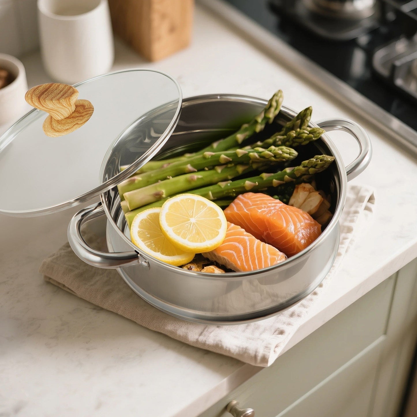 Ensemble de 17 pièces de cuisine en granit, ensemble de casseroles et de poêles antiadhésives.