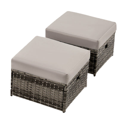 Ottomans en osier de jardin (2 pièces) - Solde