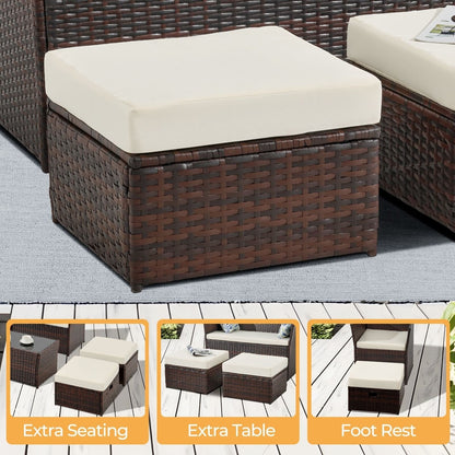 Ottomans en osier de jardin (2 pièces) - Solde