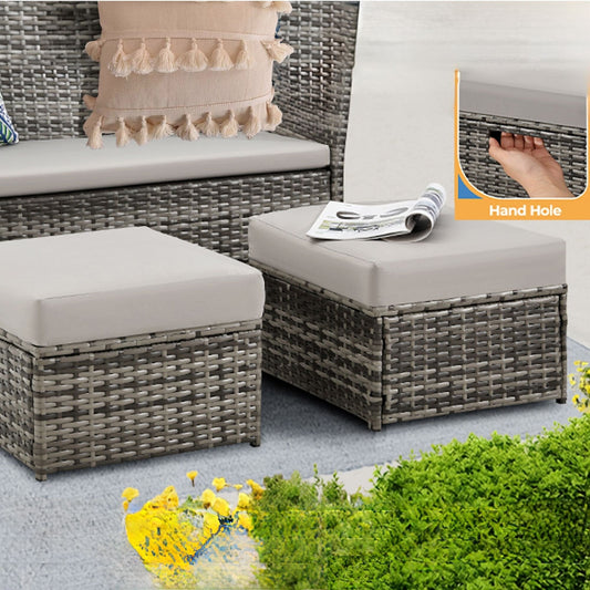 Ottomans en osier de jardin (2 pièces) - Solde