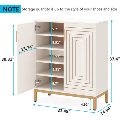 Meuble à chaussures moderne avec portes, pouvant contenir 20 paires, étagère à chaussures d'entrée autoportante à 6 niveaux.