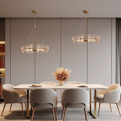 Luminaire suspendu moderne en cristal doré de 60 cm (23,6 po) à 6 lumières, style glamour, pour îlot de cuisine ou salle à manger.