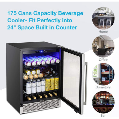 Réfrigérateur à boissons de 24 pouces, cave à vin intégrée, mini réfrigérateur