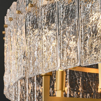 Luminaire suspendu à 6 lumières, style moderne, doré, en forme de tambour, avec cristaux, abat-jour en verre dépoli, pour îlot de cuisine, salle à manger, 66 cm (26 po)