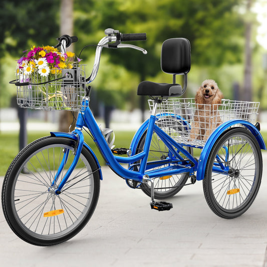 Vélos tricycle 3 roues pour adultes 26 pouces, 7 vitesses