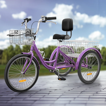 Vélos tricycle 3 roues pour adultes 26 pouces, 7 vitesses