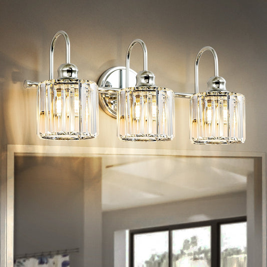 Éclairage de salle de bain moderne et élégant à 3/4 lumières, à intensité variable, avec cristaux, pour miroir.