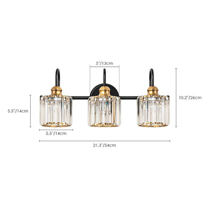 Éclairage de salle de bain moderne et élégant à 3/4 lumières, à intensité variable, avec cristaux, pour miroir.