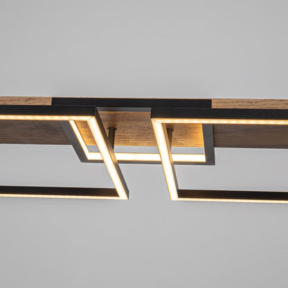 Suspension à LED intégrée en bois, linéaire, à 3 ou 5 lumières, pour îlot de cuisine.