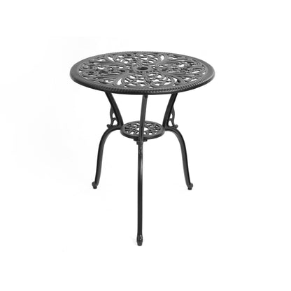 Table et chaises de jardin pliantes en aluminium, 3 pièces, avec trou pour parasol.
