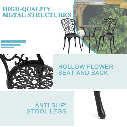 Table et chaises de jardin pliantes en aluminium, 3 pièces, avec trou pour parasol.