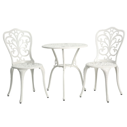 Table et chaises de jardin pliantes en aluminium, 3 pièces, avec trou pour parasol.
