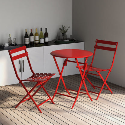 Ensemble de bistro minimaliste pour terrasse, 3 pièces, comprenant une table ronde et des chaises pliantes - Ensemble-de-bistro-pour-terrasse-3-pieces