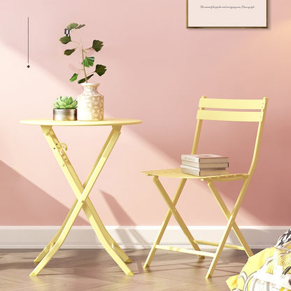 Ensemble de bistro minimaliste pour terrasse, 3 pièces, comprenant une table ronde et des chaises pliantes - Ensemble-de-bistro-pour-terrasse-3-pieces