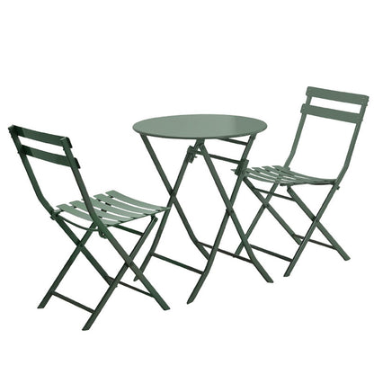 Ensemble de bistro minimaliste pour terrasse, 3 pièces, comprenant une table ronde et des chaises pliantes - Ensemble-de-bistro-pour-terrasse-3-pieces