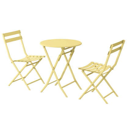 Ensemble de bistro minimaliste pour terrasse, 3 pièces, comprenant une table ronde et des chaises pliantes - Ensemble-de-bistro-pour-terrasse-3-pieces