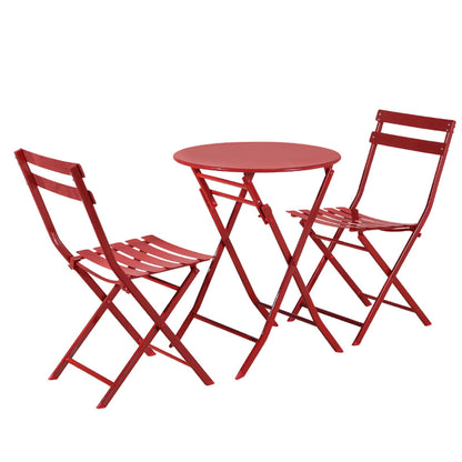 Ensemble de bistro minimaliste pour terrasse, 3 pièces, comprenant une table ronde et des chaises pliantes - Ensemble-de-bistro-pour-terrasse-3-pieces