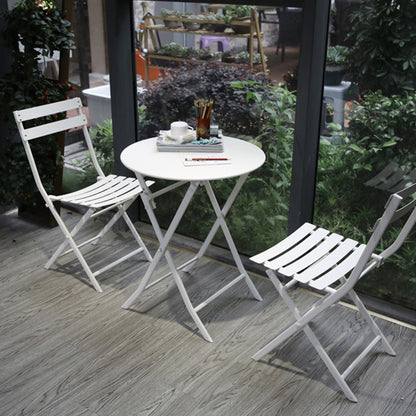 Ensemble de bistro minimaliste pour terrasse, 3 pièces, comprenant une table ronde et des chaises pliantes - Ensemble-de-bistro-pour-terrasse-3-pieces
