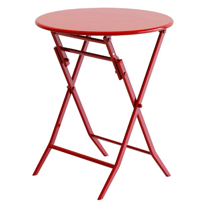 Ensemble de bistro minimaliste pour terrasse, 3 pièces, comprenant une table ronde et des chaises pliantes - Ensemble-de-bistro-pour-terrasse-3-pieces