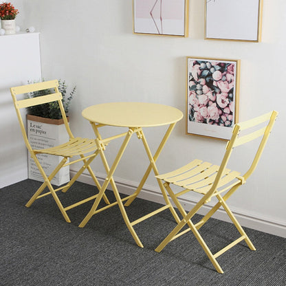 Ensemble de bistro minimaliste pour terrasse, 3 pièces, comprenant une table ronde et des chaises pliantes - Ensemble-de-bistro-pour-terrasse-3-pieces