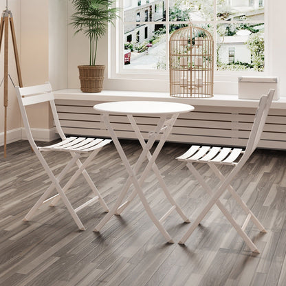 Ensemble de bistro minimaliste pour terrasse, 3 pièces, comprenant une table ronde et des chaises pliantes - Ensemble-de-bistro-pour-terrasse-3-pieces