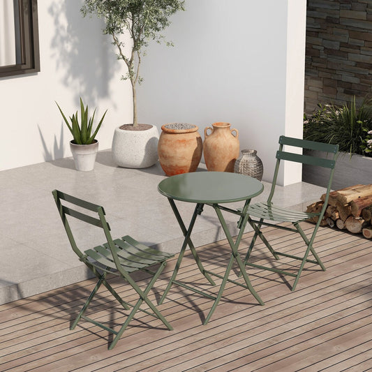 Ensemble de bistro minimaliste pour terrasse, 3 pièces, comprenant une table ronde et des chaises pliantes - Ensemble-de-bistro-pour-terrasse-3-pieces