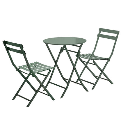 Ensemble de bistro de terrasse 3 pièces comprenant une table ronde et des chaises pliantes