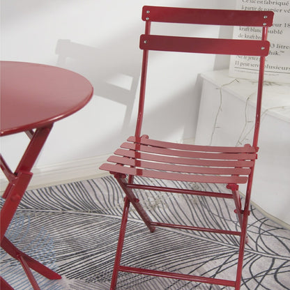 Ensemble de bistro de terrasse 3 pièces comprenant une table ronde et des chaises pliantes