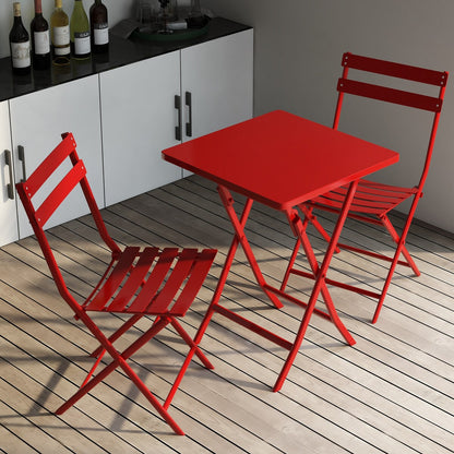 Ensemble de bistro minimaliste pour patio, 3 pièces, table carrée et chaises pliantes - 3 pièces