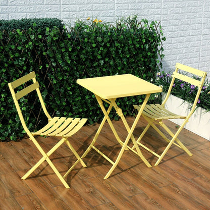 Ensemble de bistro minimaliste pour patio, 3 pièces, table carrée et chaises pliantes - 3 pièces