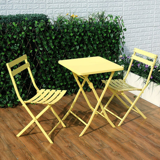 Ensemble de bistro minimaliste pour patio, 3 pièces, table carrée et chaises pliantes - 3 pièces