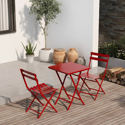 Ensemble de bistro minimaliste pour patio, 3 pièces, table carrée et chaises pliantes - 3 pièces