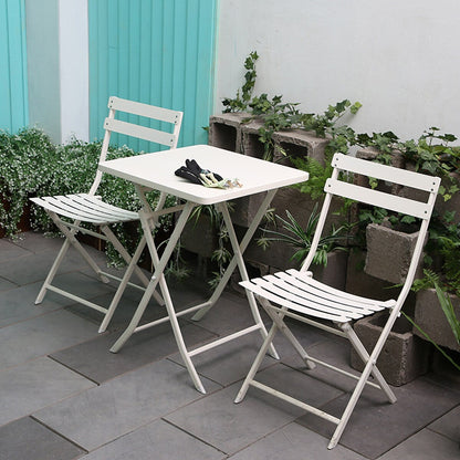 Ensemble de bistro minimaliste pour patio, 3 pièces, table carrée et chaises pliantes - 3 pièces