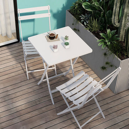 Ensemble de bistro minimaliste pour patio, 3 pièces, table carrée et chaises pliantes - 3 pièces