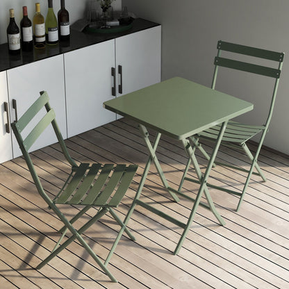 Ensemble de bistro minimaliste pour patio, 3 pièces, table carrée et chaises pliantes - 3 pièces