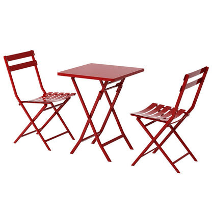 Ensemble de bistro minimaliste pour patio, 3 pièces, table carrée et chaises pliantes - 3 pièces