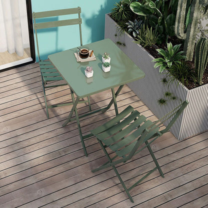Ensemble de bistro minimaliste pour patio, 3 pièces, table carrée et chaises pliantes - 3 pièces