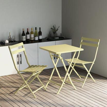 Ensemble de bistro minimaliste pour patio, 3 pièces, table carrée et chaises pliantes - 3 pièces