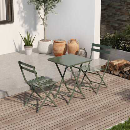 Ensemble de bistro minimaliste pour patio, 3 pièces, table carrée et chaises pliantes - 3 pièces