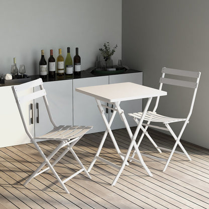 Ensemble de bistro minimaliste pour patio, 3 pièces, table carrée et chaises pliantes - 3 pièces