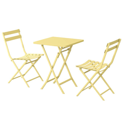 Ensemble de bistro minimaliste pour patio, 3 pièces, table carrée et chaises pliantes - 3 pièces