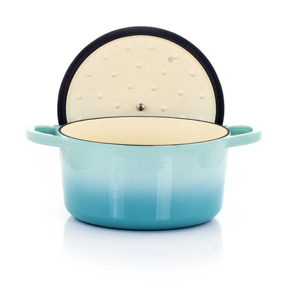 Casserole en fonte émaillée de 3 quarts de litre, couleur bleu arctique.
