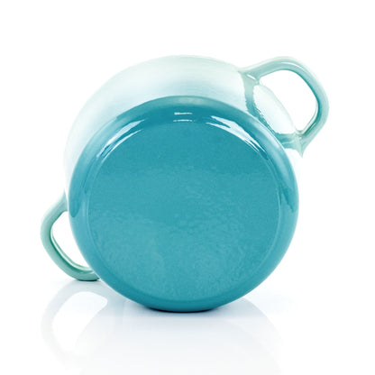 Casserole en fonte émaillée de 3 quarts de litre, couleur bleu arctique.