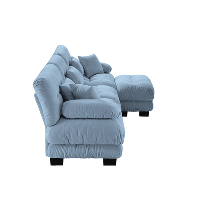 Canapé d'angle modulaire 3 places, canapé profond en forme de L, canapé nuage avec pouf convertible pour salon.