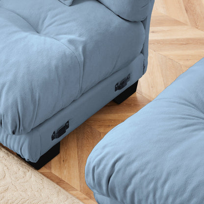 Canapé d'angle modulaire 3 places, canapé profond en forme de L, canapé nuage avec pouf convertible pour salon.