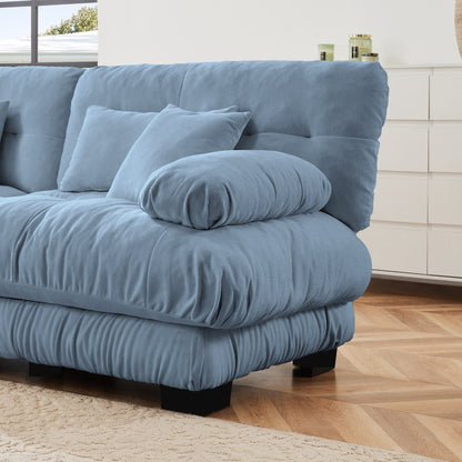 Canapé d'angle modulaire 3 places, canapé profond en forme de L, canapé nuage avec pouf convertible pour salon.