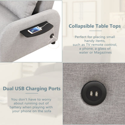 Canapé-lit 3-en-1 avec table d'appoint rabattable et ports USB de la marque Harper&amp;Bright Designs