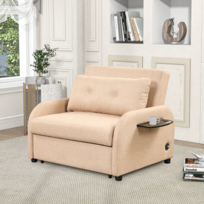 Canapé-lit 3-en-1 avec table d'appoint rabattable et ports USB de la marque Harper&amp;Bright Designs