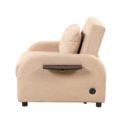 Canapé-lit 3-en-1 avec table d'appoint rabattable et ports USB de la marque Harper&amp;Bright Designs